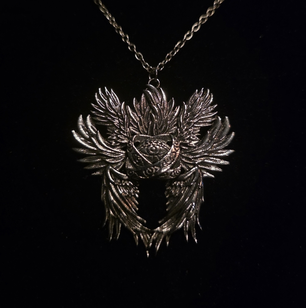 Elegant Silver Winged Angel Pendant Necklace